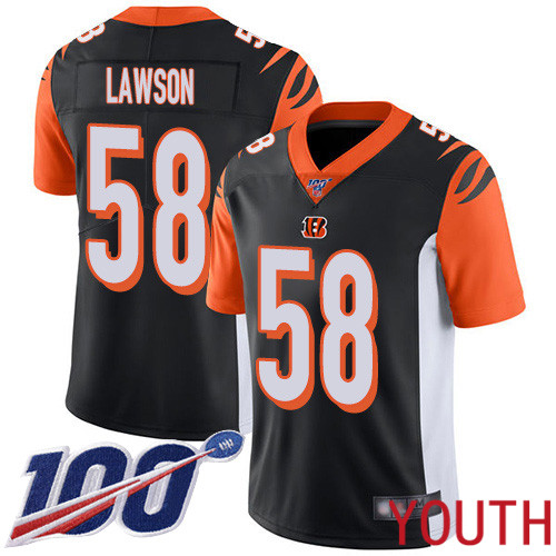 Cincinnati Bengals Limited Black Youth Carl Lawson Home Jersey NFL Footballl #58 100th Season Vapor Untouchable